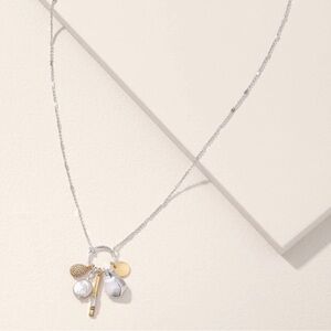 Stella and Dot Ulani Cluster Pendant Silver and Gold Charm Necklace